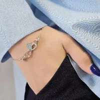 دستبند جواهر تمام نقره لوکس مدل بینهایت آبی