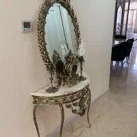 آینه و کنسول برنزی اصل با ساعت