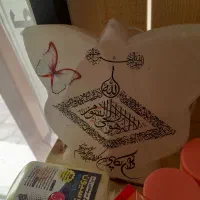آباژور سنگ نمکی چراغ دار  ۴ قل عطاری گندم|چراغ خواب و آباژور|همدان, |دیوار