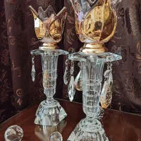 شمعدان کریستال اصل ایتالیا ابکاری طلا