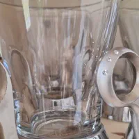 لیوان دسته دار نقره ای نگین دار