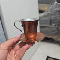 ۶ عدد لیوان مسی همراه نلبکی