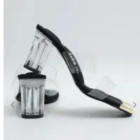 صندل شیشه ای پاشنه نگین 8 سانت  مناسب سایز 38