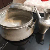 دیگ بزرگ مسی قدیمی وافتابه مسی