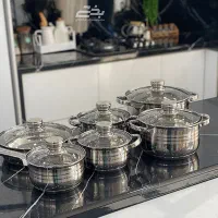 سرویس قابلمه استیل ۱۲ پارچه کرکماز