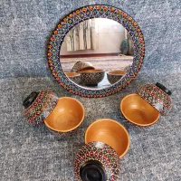 نقطه کوبی بر روی اشیا سفالی|ظروف سرو و پذیرایی|بهمن صغاد, |دیوار