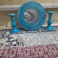 آینه وشمدان فیروزه ای مناسب برای سفره هفت سین