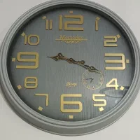 ساعت دیواری دو موتوره طوسی طلایی نو