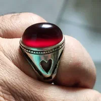 انگشتر کلکسیونی ممی سعادت با سنگ عقیق سرخ کهنه