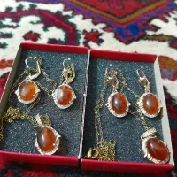 نیم ست طلاروس عقیق یمن اصل|جواهرات|بستان آباد, |دیوار