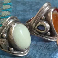 جفت انگشتر عقیق سلیمانی و شرف الشمس نقره سیلندری