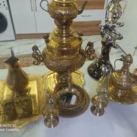 ست سماور برنجی 16 تکیه|کلکسیون اشیاء عتیقه|بیرجند, |دیوار