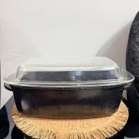 تابه مرغ پز چدن گرانیت با درب پیرکس دورو