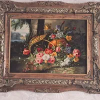 تابلو فرش سبد گل- چله ابریشم 65*50