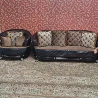 مبل راحتی ۷ نفره ترکیبی از چرم و پارچه