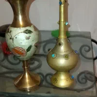 گلاب پاش مسی و گلدان قدیمی