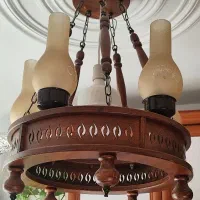 لوستر 5شاخ چوبی