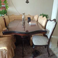 مبل استیل ۷ نفره با میز نهار خوری ۸ نفره