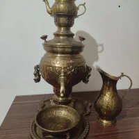 سماور ست ذغالی طرح هخامنشی وقهوه جوش ذغالی