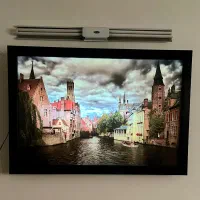 تابلو دکوری سه‌بعدی چراغ‌دار طرح ونیز با فریم مشکی