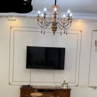 لوستر مهره ای چوب و فلز شیک|لوستر و چراغ آویز|ملایر, |دیوار