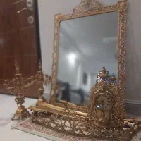 ست آینه شمعدان ساعت برنجی
