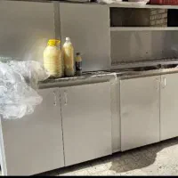 کابینت بالاوپایین سینک دوقلوسنگ وآبچکان سالم وتمیز