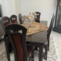 میز و صندلی نهار خوری چوبی ۸نفره|میز و صندلی غذاخوری|دوگنبدان, |دیوار