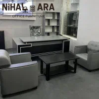 مبل اداری اطلس خاکستری میز مدیریت لیندا صندلی|دفتر کار|تهران, یافت آباد شمالی|دیوار