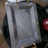 سینی استیل دسته چوبی