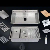 سینک استیل سایز 90 شیر داخل سینک با ورق 1.2 هوگو