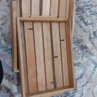 دوعدد سینی چوبی و یک عدد جاقاشقی یا جای برس و مداد