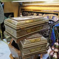 ست جعبه دستمال و کارد چنگال و سطل چوب وخاتم اصفهان|صنایع دستی و سایر لوازم تزئینی|تهران, جنت‌آباد مرکزی|دیوار