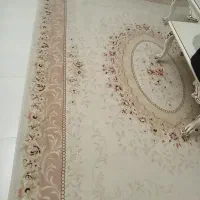 فرش ۹متری کرم با گلهای ابریشم