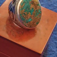 انگشتر نقره فیروزه نیشابور رگه طلایی