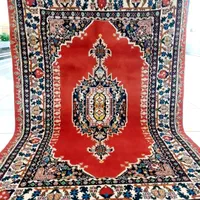 قالیچه سه متری قشقایی شیراز رنگ نارنجی گل ابریشم|فرش|تهران, حر|دیوار