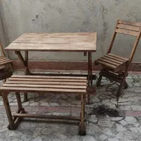 ست 4 نفره میز و صندلی و نیمکت تاشو چوب نراد