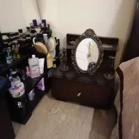 تخت خواب دو نفره به همراه پاتختی و میز توالت|تخت و سرویس خواب|تهران, جنت‌آباد جنوبی|دیوار