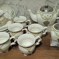 سرویس چای خوری فنجان نعلبکی قوری‌قندان دکوری نگین