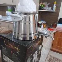 کتری استیل با قوری چینی