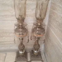 یک جفت شمعدان برنز کریستال اتریش