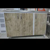 کابیت زیر ظرفشویی ۳ درب با سینک دو قلو وشیر اهرمی