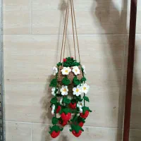 فروش ریسه توت فرنگی دستباف|گل مصنوعی|فومن, |دیوار