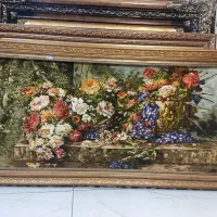 تابلو فرش دستبافت سبد گل عرضی بزرگ