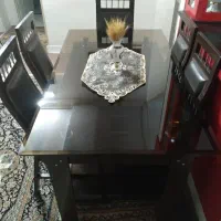 میز ناهار خوری ۶ نفره قهوه ای رنگ