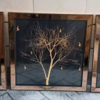 تابلو سه تکه آینه ای درخت و گل