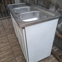 سینک دو قلو با کابینت