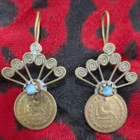 گوشواره برنجی سکه ای طرح اشرفی