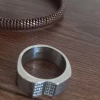 دستبند و انگشتر استیل مردانه برند اسپریت رنگ ثابت|بدلیجات|مشهد, جاهد شهر|دیوار