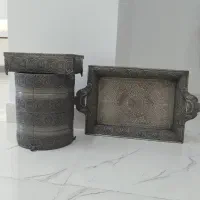 سینی و جا دستمال کاغذی و سطل اشغالی